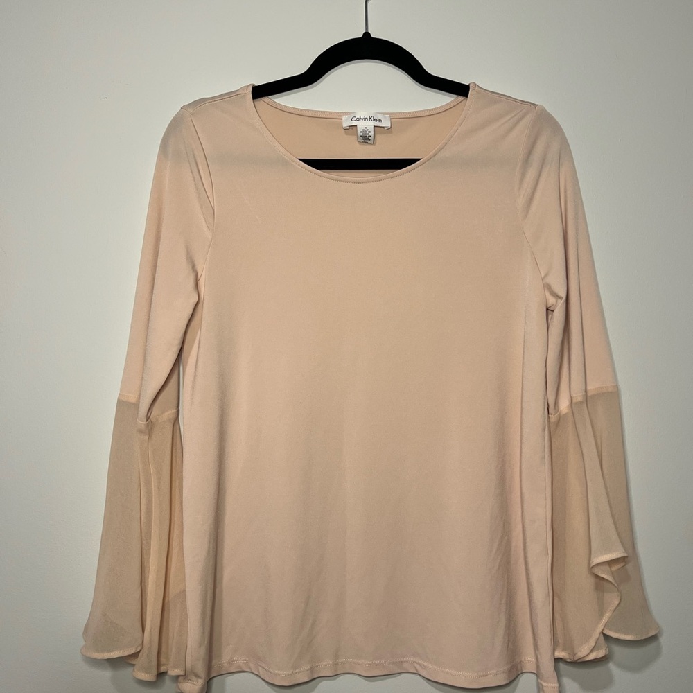 Calvin Klein Blush Bell Sleeve Blouse